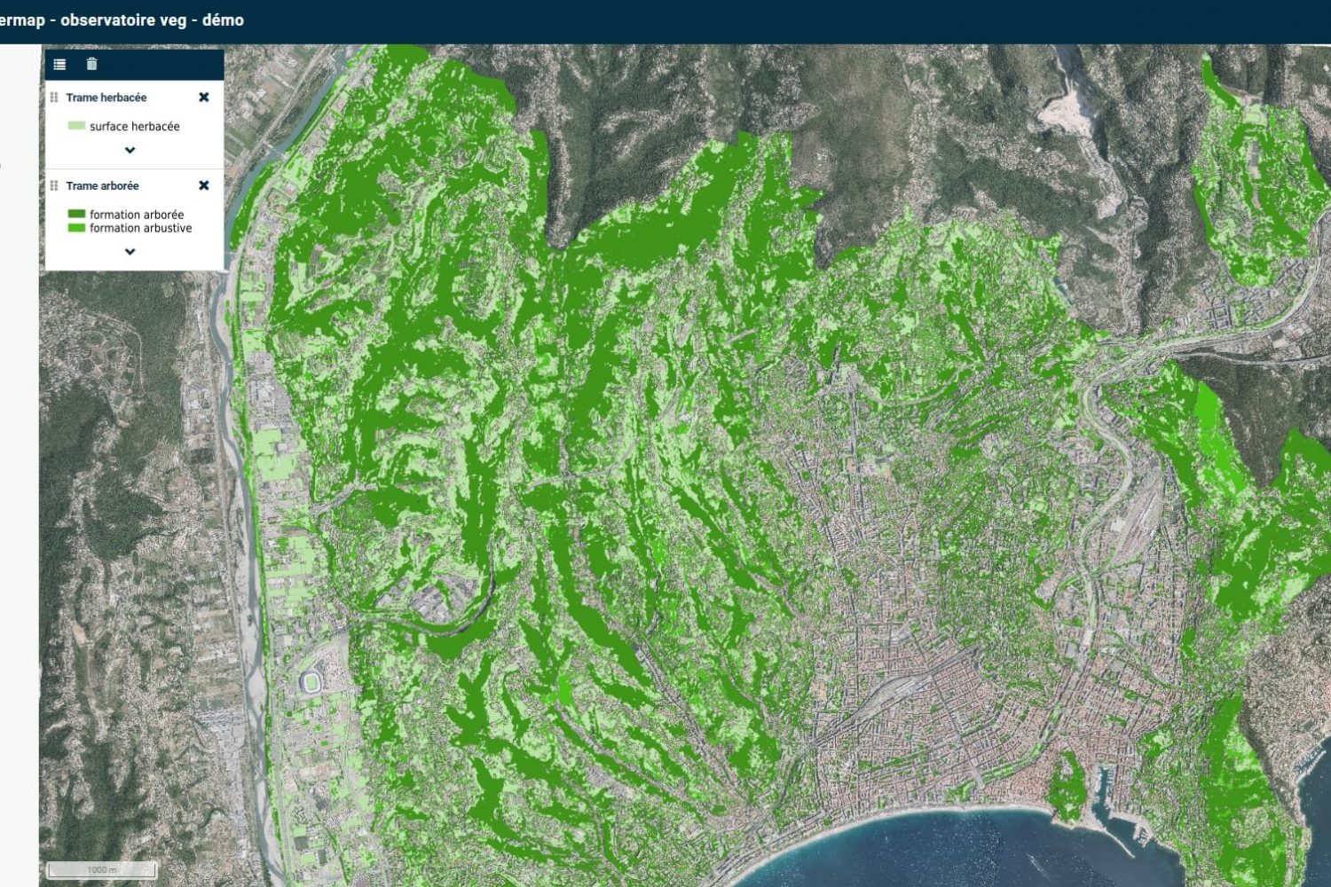 La cartographie par intelligence artificielle de la start-up Kermap dresse un diagnostic fin de la végétalisation de Nice   
© Kermap
